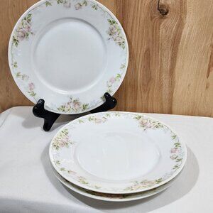 3 Rosenthal Bavaria Pink Roses Dessert Cheese Plate 7.5" Donatello antique vinta